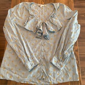 Boden flounce front button up blouse
